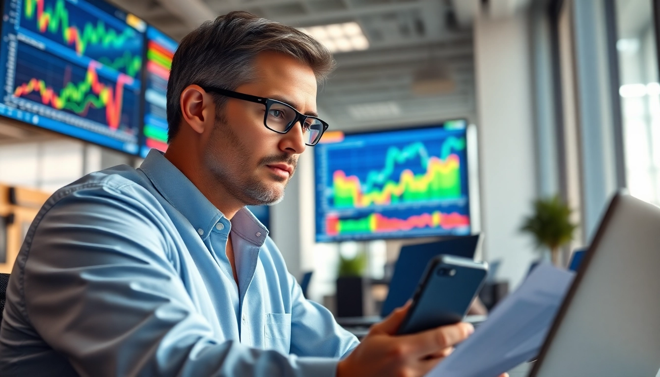 Analyze financial trends with https://m.check-rates.com in a professional office setting.