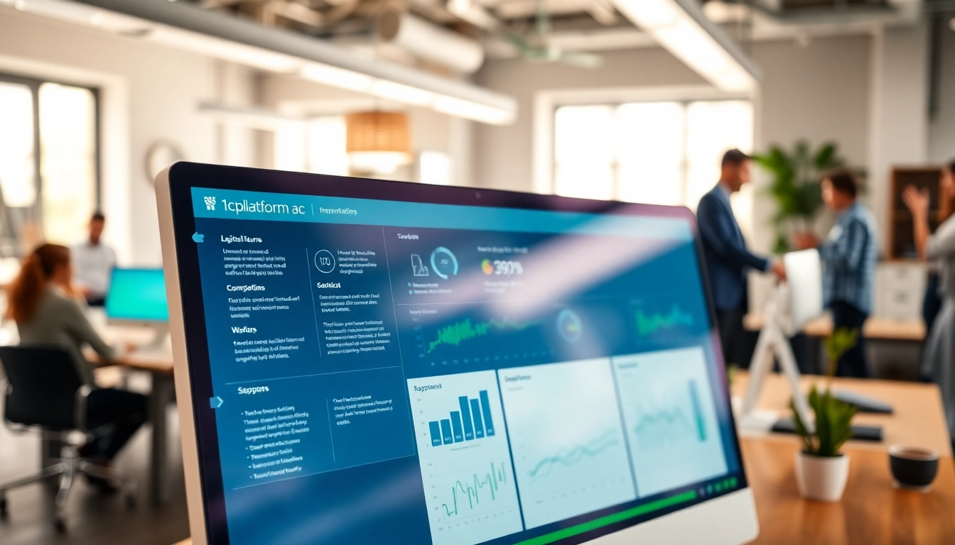 Showcase of 1cplatform features in a modern office setting highlighting innovation.