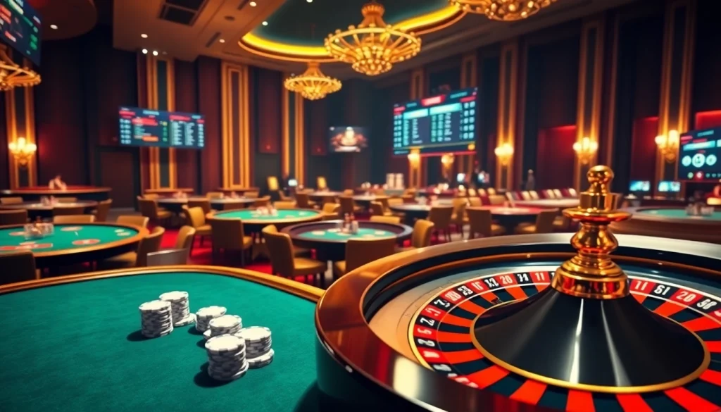 Experience online gambling with excitement at https://ok88.tech/ featuring casino tables and vibrant betting interfaces.
