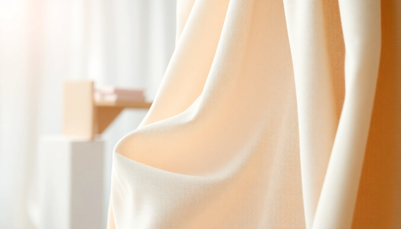 Bekijk uni katoen stof met prachtige textuur en zachte kleuren in een dromerige setting.