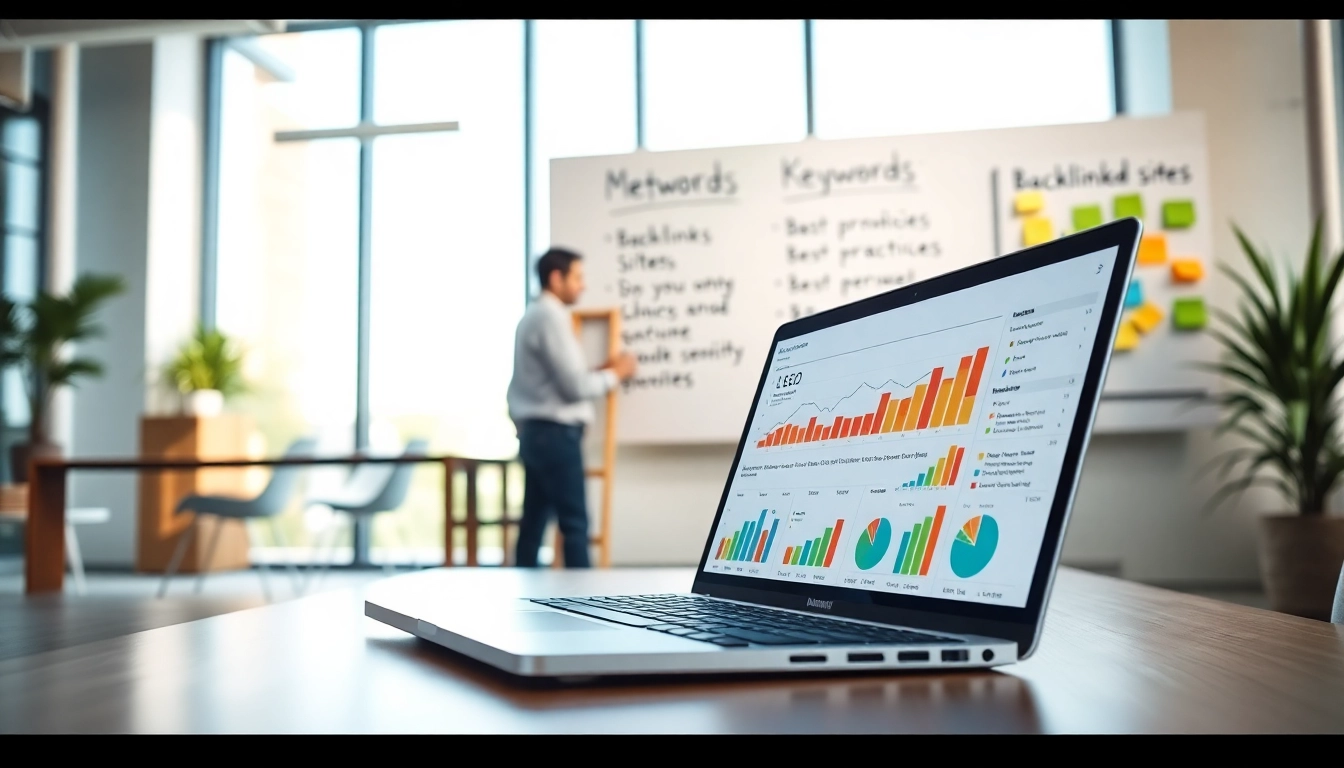 Steigern Sie offpage seo durch Analyse von Metriken in einem modernen Büro.