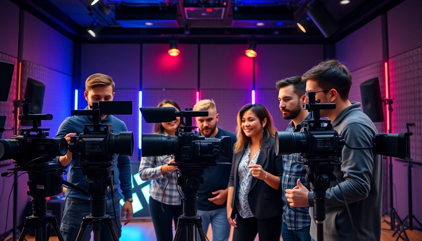 Engaging video production edmonton team at work in a state-of-the-art studio.