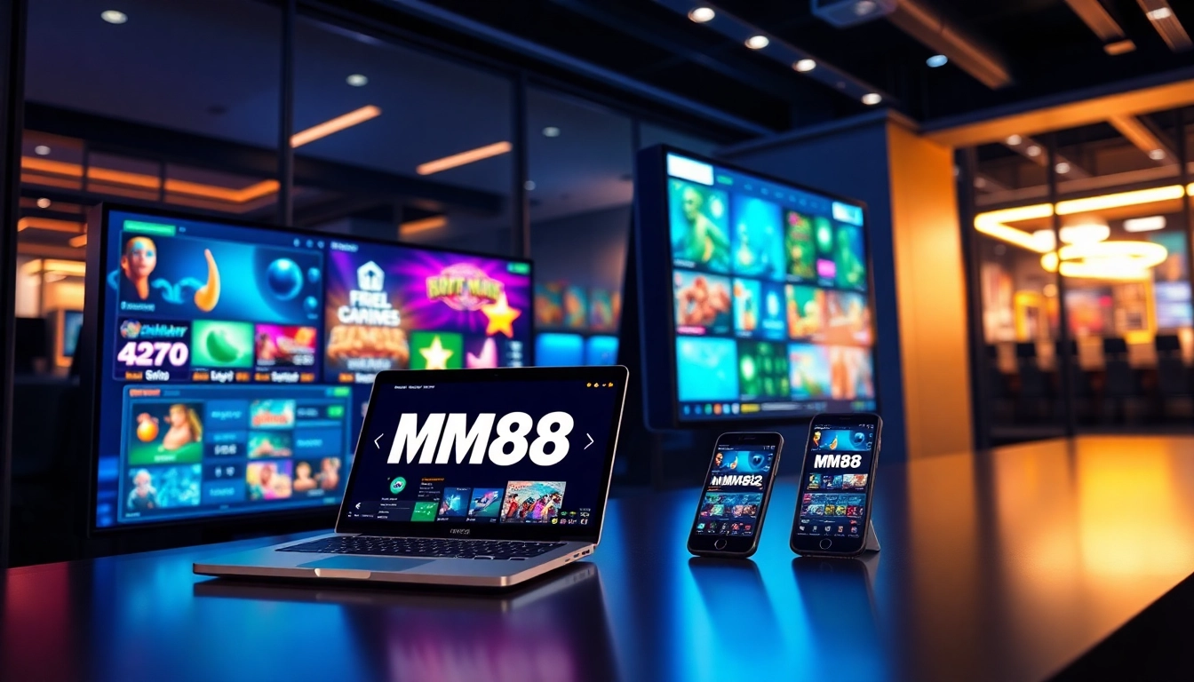 MM88 online gaming platform showcasing a modern interface on multiple devices.