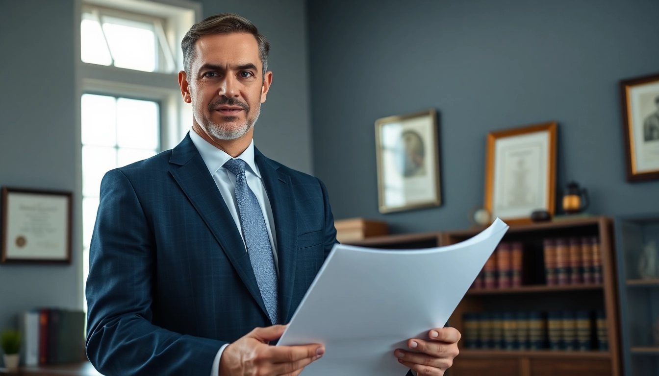 Engaged Greenville Personal Injury Lawyer discussing a legal brief in an elegant office.