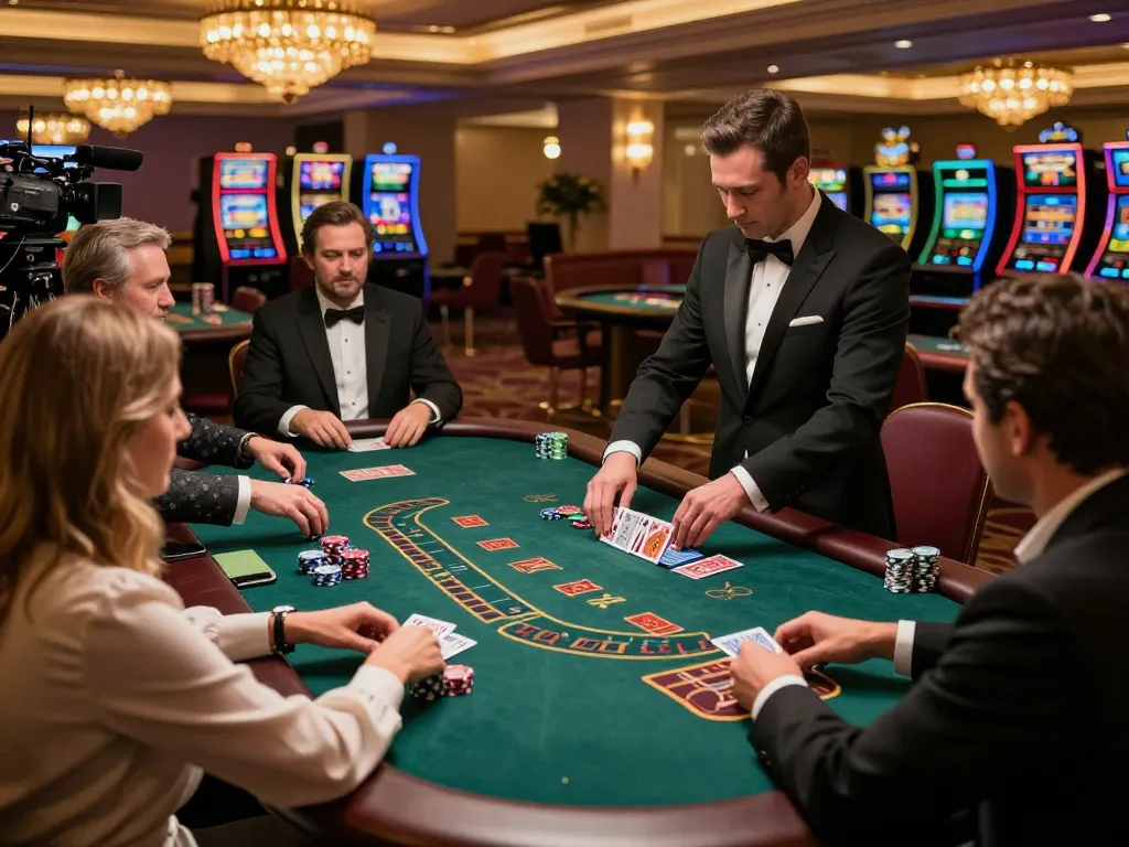 Players at RR88 enjoying a thrilling blackjack game in a luxurious casino environment.