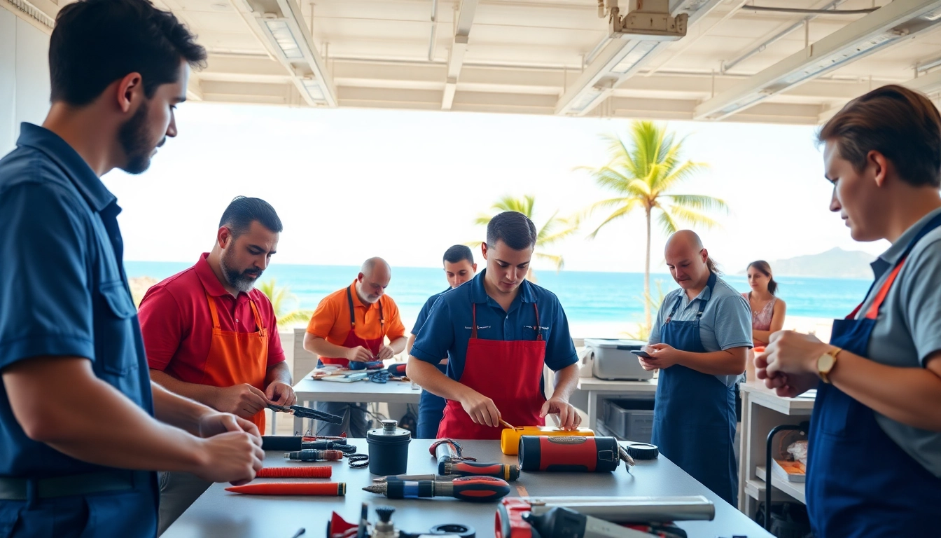 Students learning trades in a vibrant trade school Hawaii setting, showcasing hands-on training.