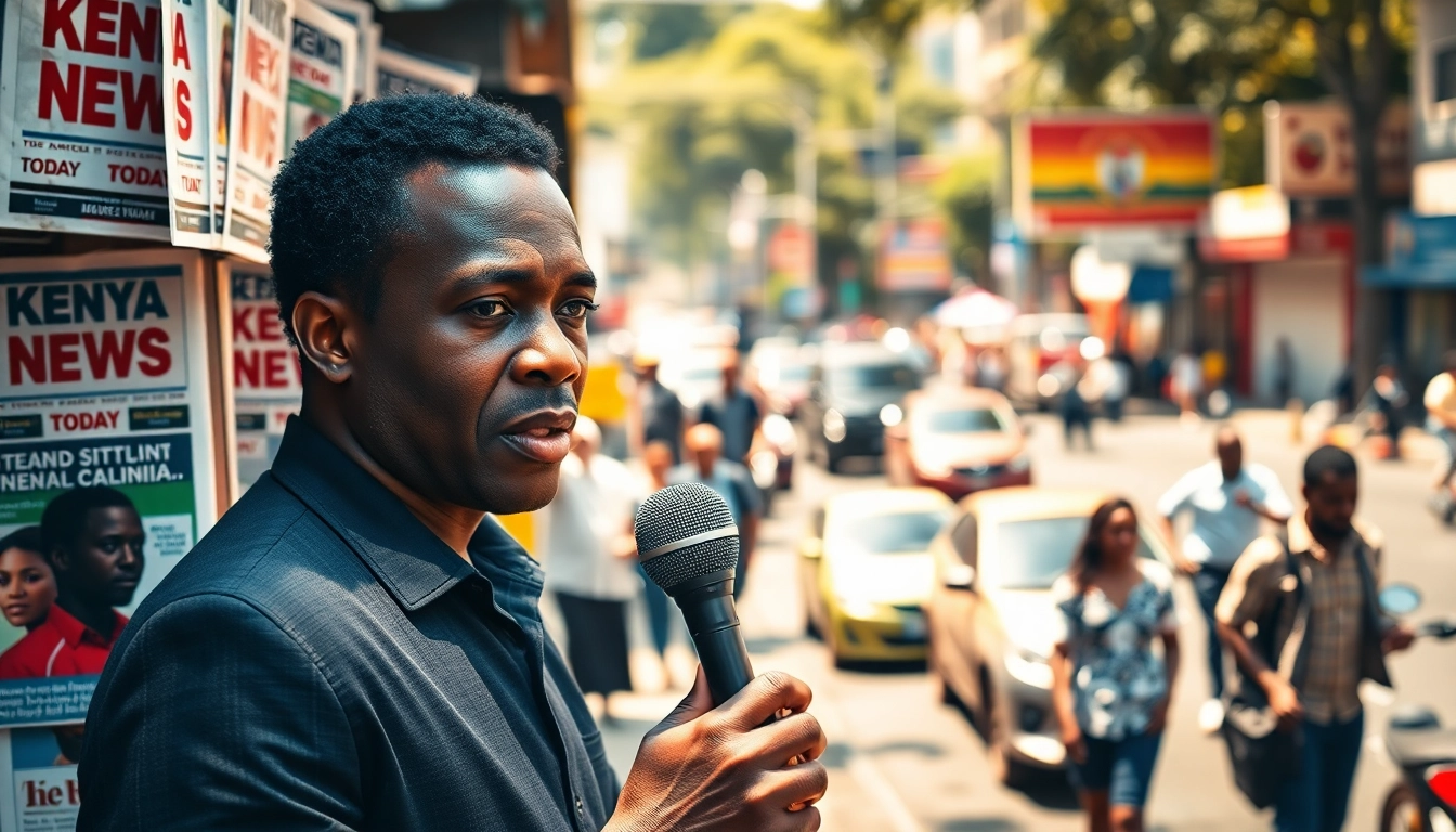 Journalist capturing the pulse of Kenya News Today in a bustling Nairobi street.