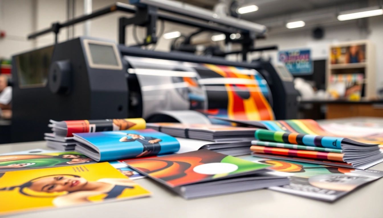 Engaging visual of budget printing edmonton showcasing diverse printed materials in a vibrant studio.