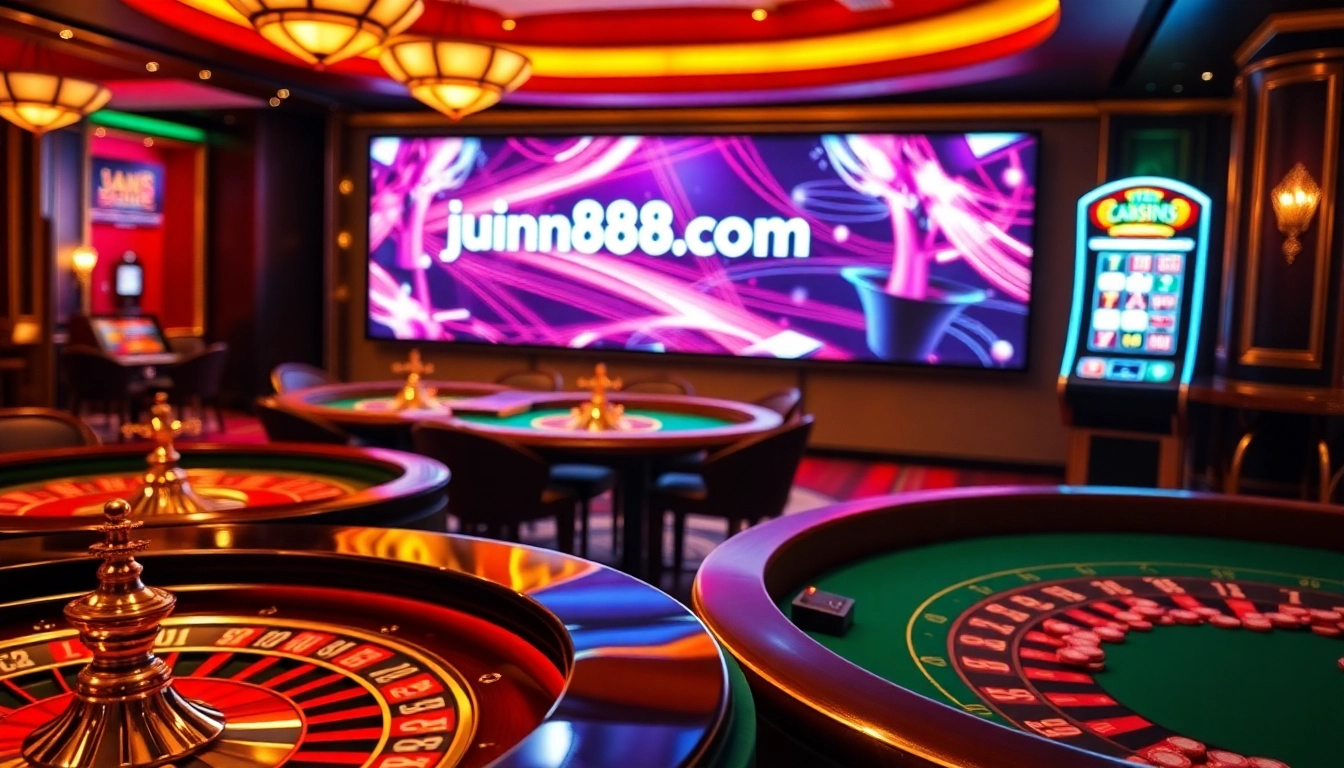 Players enjoy an exciting game scene at jun88site.com, showcasing thrilling casino tables and vibrant action.