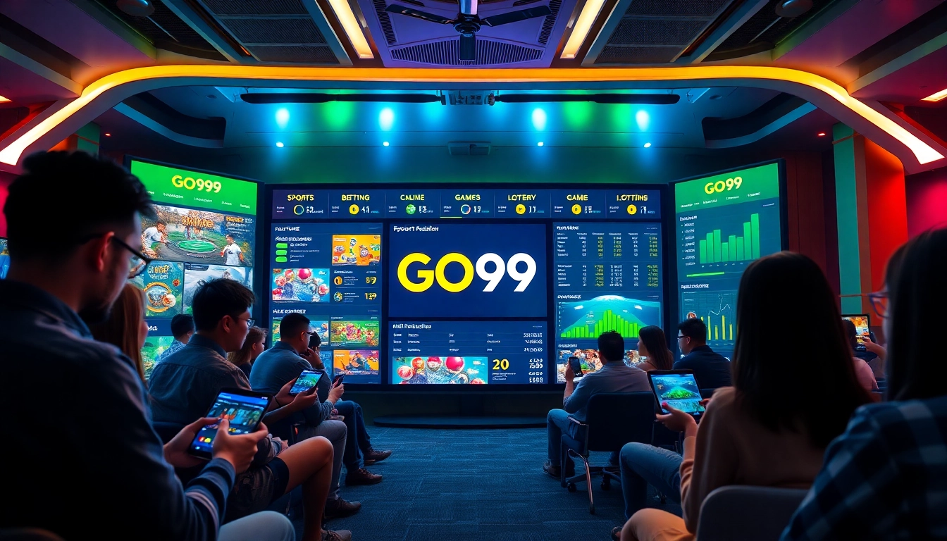 Engaging GO99 digital gaming interface showcasing diverse players interacting with real-time betting options.
