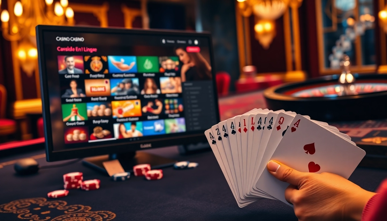 Découvrez l'excitation des jeux de casino en ligne avec un élégant équipement de jeu comprenant des jetons de poker et une roulette.
